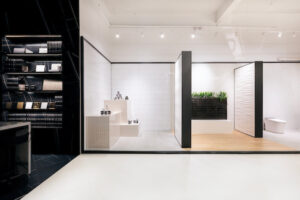 Led track lighting roca tiles showroom